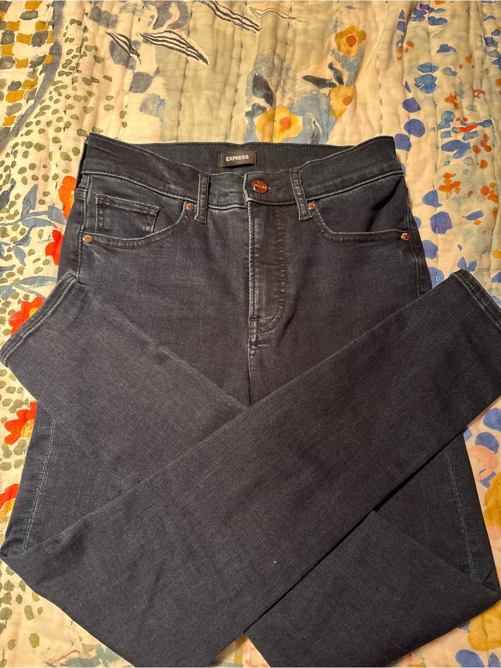 Express Women’s Dark Blue High-Rise Skinny Jeans
